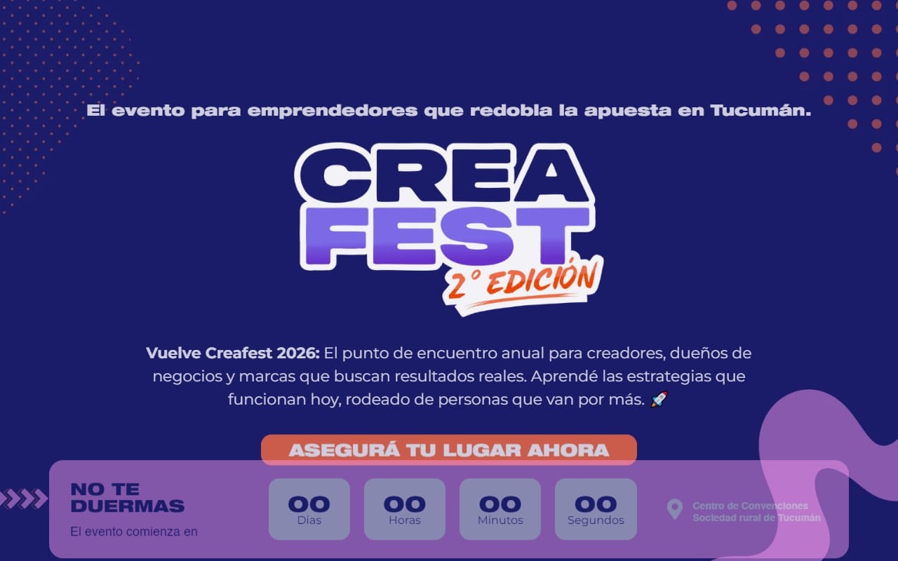 Captura del sitio de Creafest