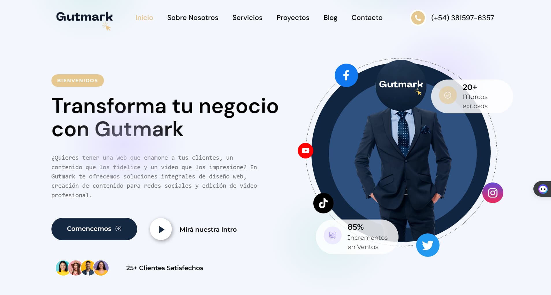 Captura del sitio de Gutmark