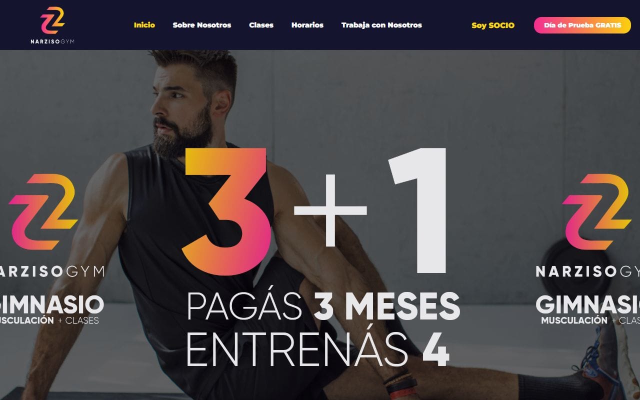 Captura del sitio de Narziso Gym